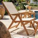 Fauteuil relax de jardin en bois d'eucalyptus avec repose-pieds