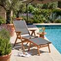 Fauteuil relax de jardin en bois d'eucalyptus avec repose-pieds