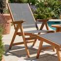 Fauteuil relax de jardin en bois d'eucalyptus avec repose-pieds