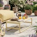 Salon de jardin modulable 4 places avec structure, 2 méridiennes, 2 chauffeuses et table basse