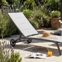 Bains de soleil aluminium et textilène inclinables 4 positions avec roues - Lot de 2