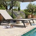 Bains de soleil aluminium et textilène inclinables 4 positions avec roues - Lot de 2