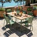 Table de jardin effet bois en métal et polywood 6 personnes 160x90 cm