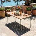 Table de jardin effet bois en métal et polywood 6 personnes 160x90 cm