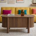 Table basse relevable effet bois ovale 100x48 cm