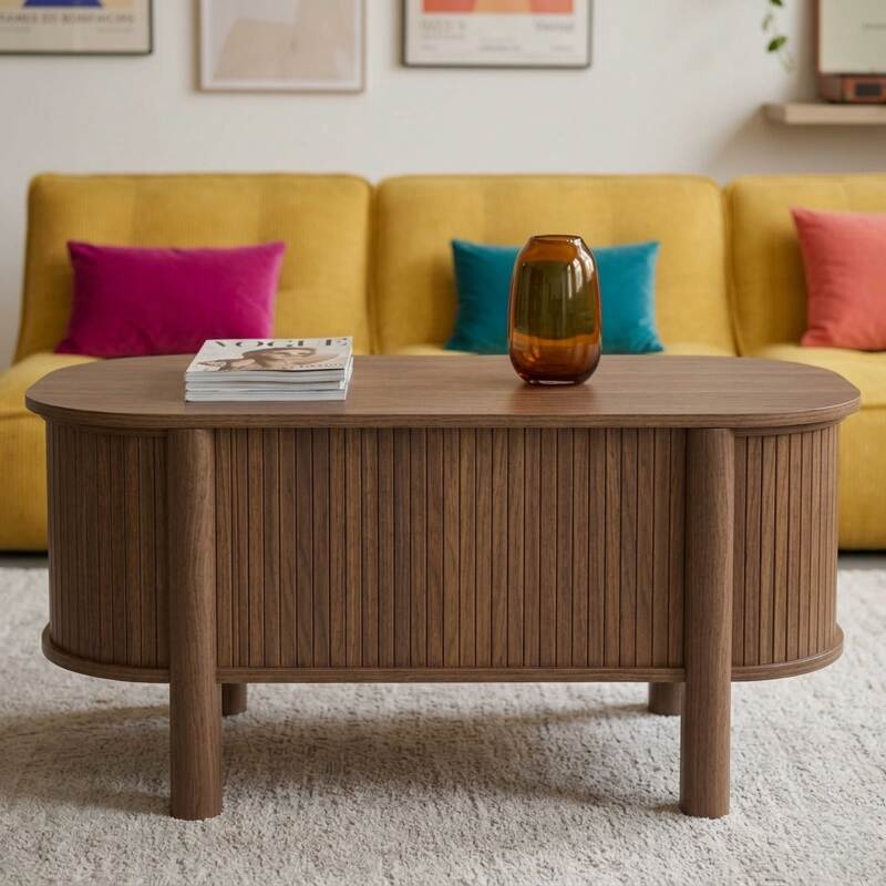 Table basse relevable effet bois ovale 100x48 cm (3/7)
