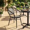 Chaise de jardin bistrot parisien en aluminium et rotin synthétique avec accoudoirs, motif en chevrons