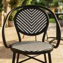 Chaise de jardin bistrot parisien en aluminium et rotin synthétique avec accoudoirs, motif en chevrons