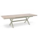 Table de jardin en aluminium et céramique effet bois 201x100 cm et 10 chaises empilables en textilène