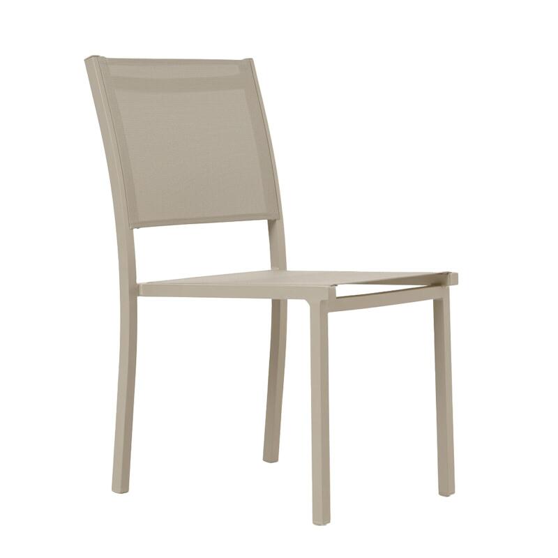 Table de jardin en aluminium et céramique effet bois 201x100 cm et 10 chaises empilables en textilène (6/7)