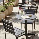 Table de jardin bistrot ronde inclinable en métal avec pied encastrable Ø70 cm et 2 chaises