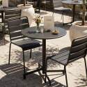 Table de jardin bistrot ronde inclinable en métal avec pied encastrable Ø70 cm et 2 chaises