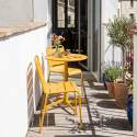 Table de jardin bistrot ronde inclinable en métal avec pied encastrable Ø70 cm et 2 chaises