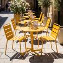 Table de jardin bistrot ronde inclinable en métal avec pied encastrable Ø70 cm et 2 chaises