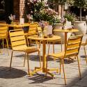 Table de jardin bistrot ronde inclinable en métal avec pied encastrable Ø70 cm et 2 chaises