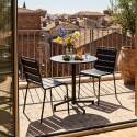 Table de jardin bistrot ronde inclinable en métal avec pied encastrable Ø70 cm et 2 chaises