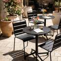 Table de jardin bistrot ronde inclinable en métal avec pied encastrable Ø70 cm et 2 chaises