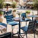 Table de jardin bistrot ronde inclinable en métal avec pied encastrable Ø70 cm et 2 chaises