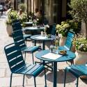 Table de jardin bistrot ronde inclinable en métal avec pied encastrable Ø70 cm et 2 chaises