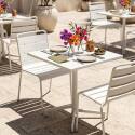 Table de jardin bistrot carré inclinable en métal avec pied encastrable 70x70 cm et 2 chaises