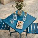 Table de jardin bistrot carré inclinable en métal avec pied encastrable 70x70 cm et 2 chaises