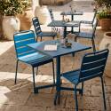 Table de jardin bistrot carré inclinable en métal avec pied encastrable 70x70 cm et 2 chaises