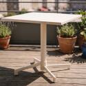 Table de jardin bistrot carré inclinable en métal avec pied encastrable 70x70 cm et 2 chaises