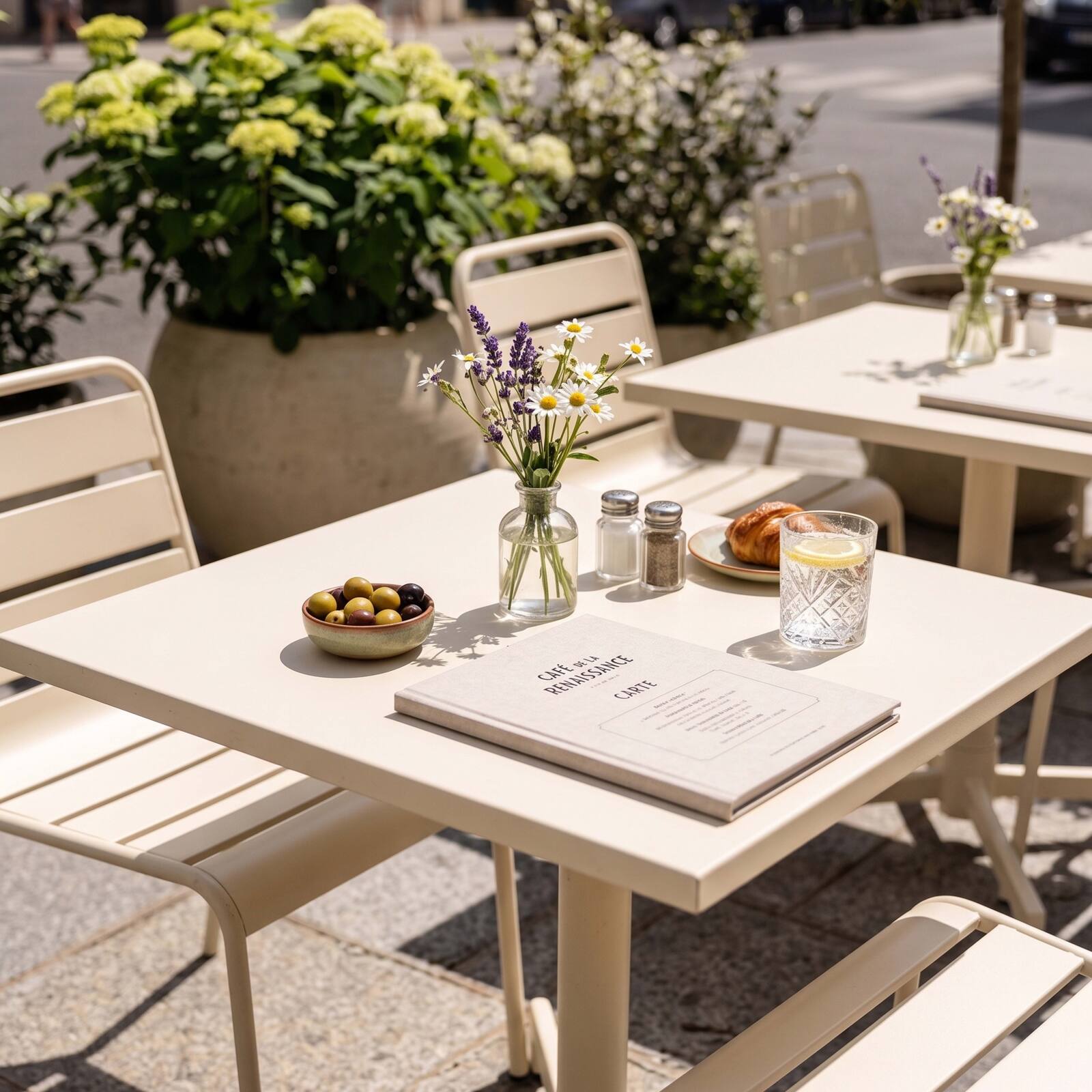 Table de jardin bistrot carré inclinable en métal avec pied encastrable 70x70 cm et 2 chaises