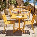 Table de jardin bistrot carré inclinable en métal avec pied encastrable 70x70 cm et 2 chaises