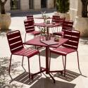 Table de jardin bistrot carré inclinable en métal avec pied encastrable 70x70 cm et 2 chaises