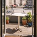 Table de jardin carrée inclinable en métal 2 à 4 personnes avec pied encastrable 70x70 cm