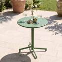 Table de jardin ronde inclinable en métal 2 à 4 personnes avec pied encastrable Ø70x72 cm