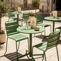Table de jardin ronde inclinable en métal 2 à 4 personnes avec pied encastrable Ø70x72 cm