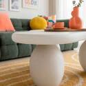 Table basse design effet béton lisse forme organique 80x80 cm