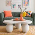 Table basse design effet béton lisse forme organique 80x80 cm