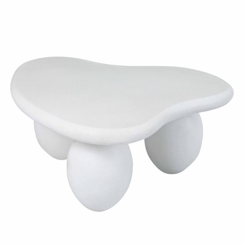 Table basse design effet béton lisse forme organique 80x80 cm