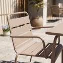 Table de jardin bistrot carrée en métal 70x70 cm et 2 chaises avec accoudoirs
