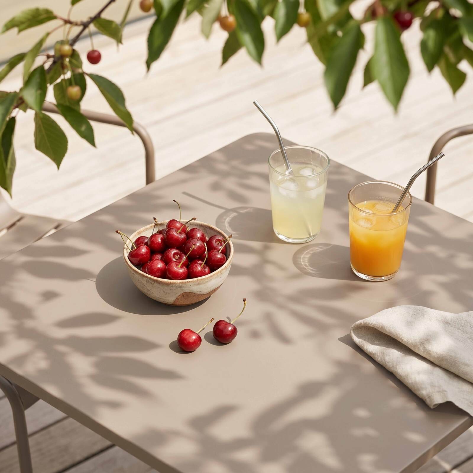 Table de jardin bistrot carrée en métal 70x70 cm et 2 chaises avec accoudoirs