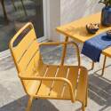 Table de jardin bistrot carrée en métal 70x70 cm et 2 chaises avec accoudoirs
