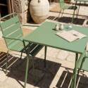 Table de jardin bistrot carrée en métal 70x70 cm et 2 chaises avec accoudoirs