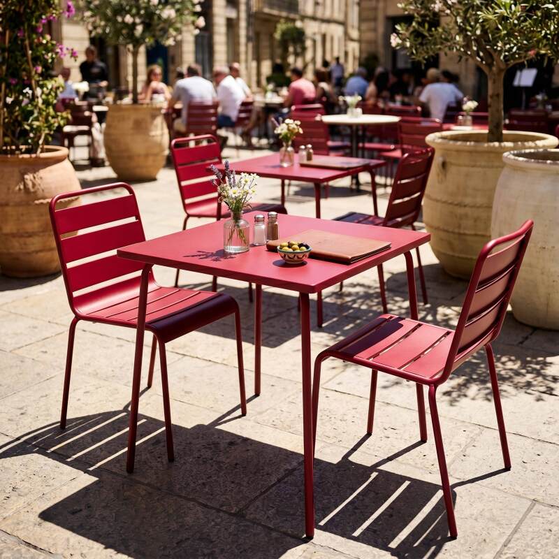 Table de jardin bistrot carrée en métal 70x70 cm et 2 chaises (5/7)