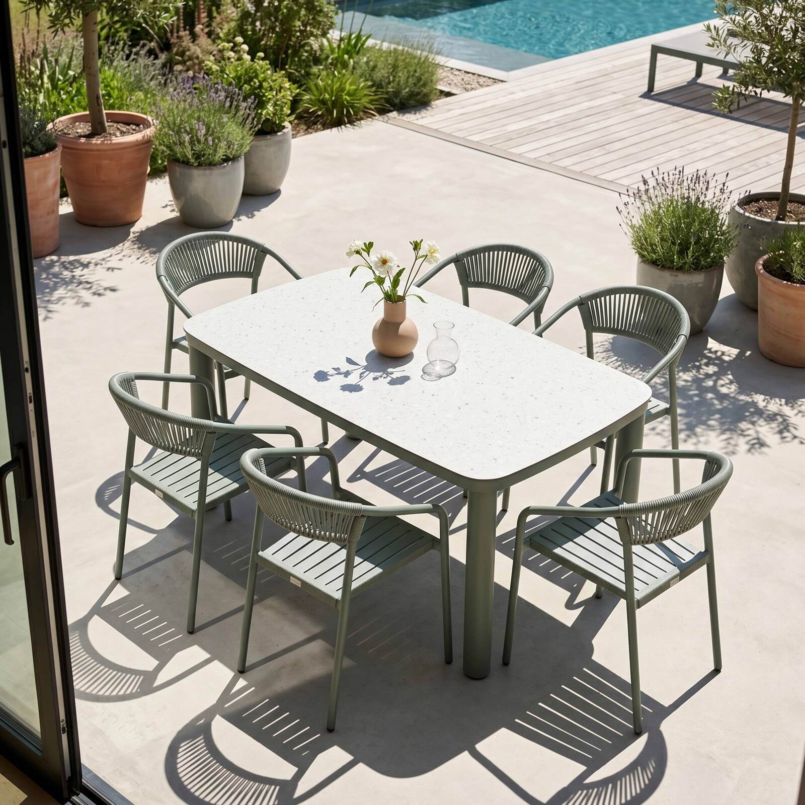 Table de jardin structure en aluminium 6 personnes 150x90 cm