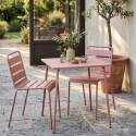 Table de jardin bistrot carrée en métal 70x70 cm et 2 chaises