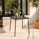 Table de jardin carré en métal 2 à 4 personnes 70x70 cm