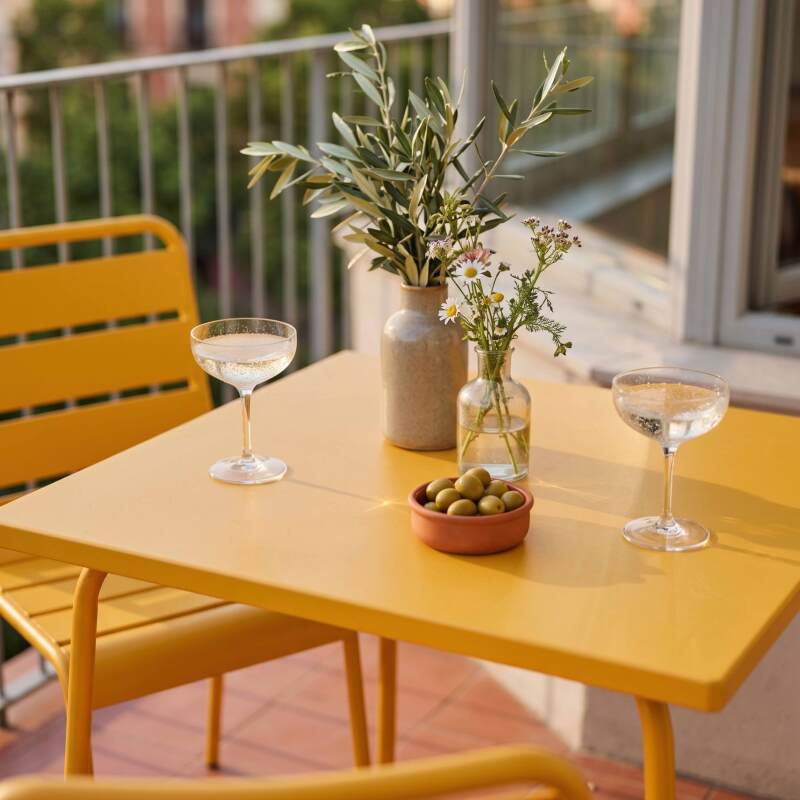 Table de jardin carré en métal 2 à 4 personnes 70x70 cm (2/7)