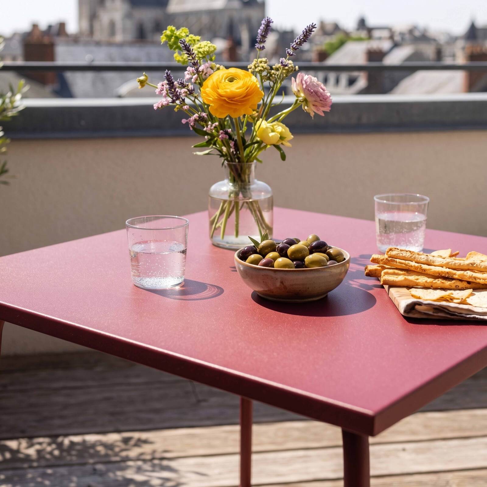 Table de jardin carré en métal 2 à 4 personnes 70x70 cm