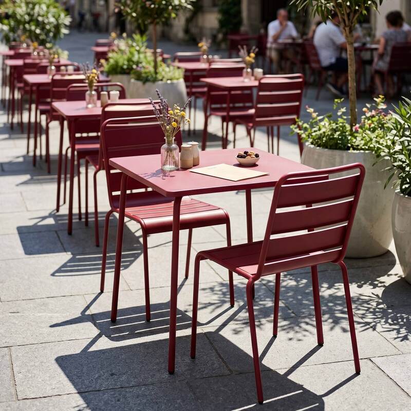 Table de jardin carré en métal 2 à 4 personnes 70x70 cm (5/6)