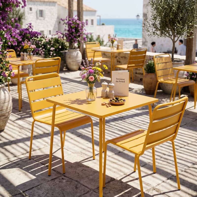 Table de jardin carré en métal 2 à 4 personnes 70x70 cm (6/7)
