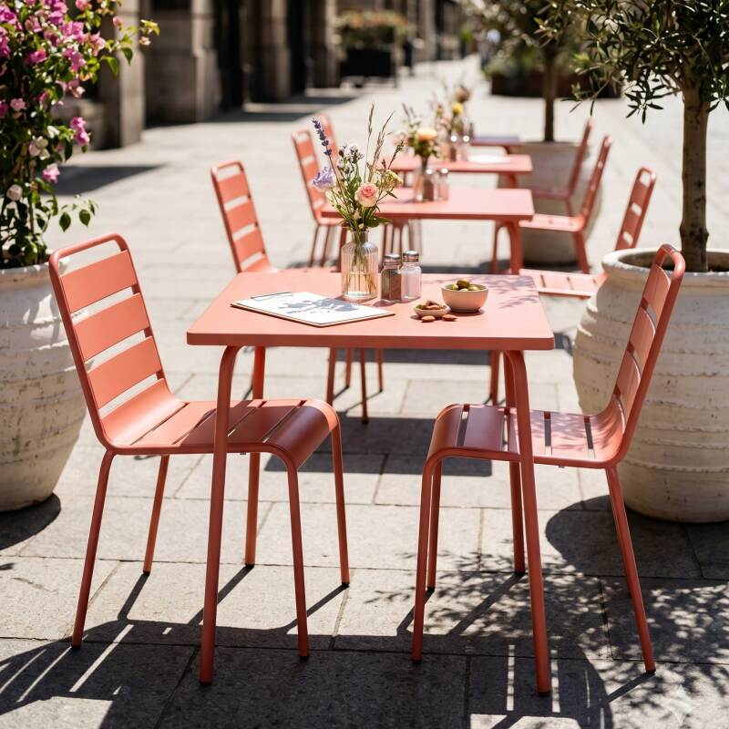 Table de jardin carré en métal 2 à 4 personnes 70x70 cm (6/7)