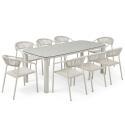 Table de jardin structure en aluminium 8 personnes 213x90 cm et 8 chaises en textilène